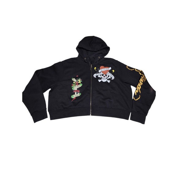 Ed Hardy Tops - Ed Hardy Don Ed Hardy Zip Hoodie Love Kills Slowly Skull Graphic Black 1X